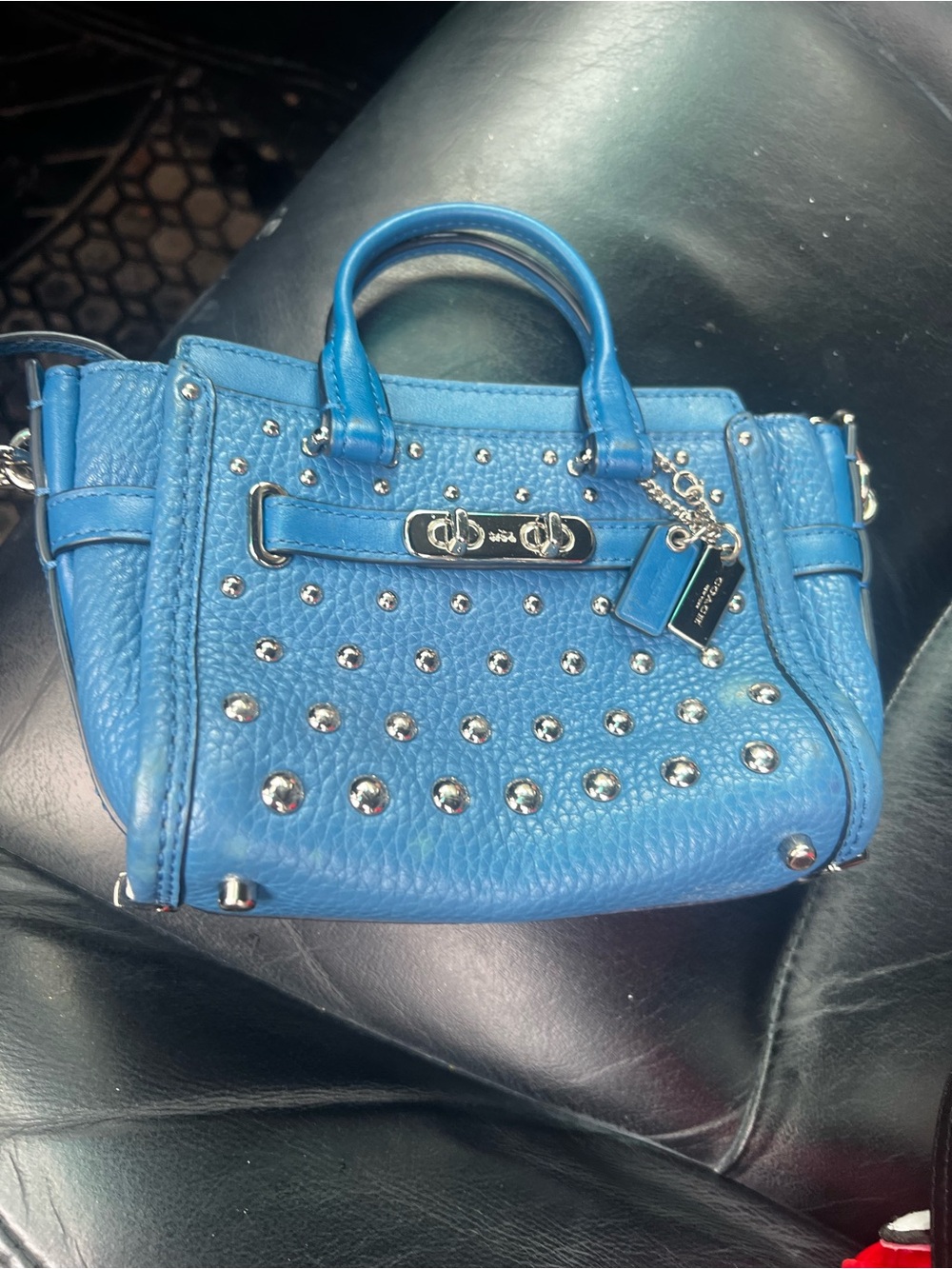 Coach Blue Studded Mini Satchel